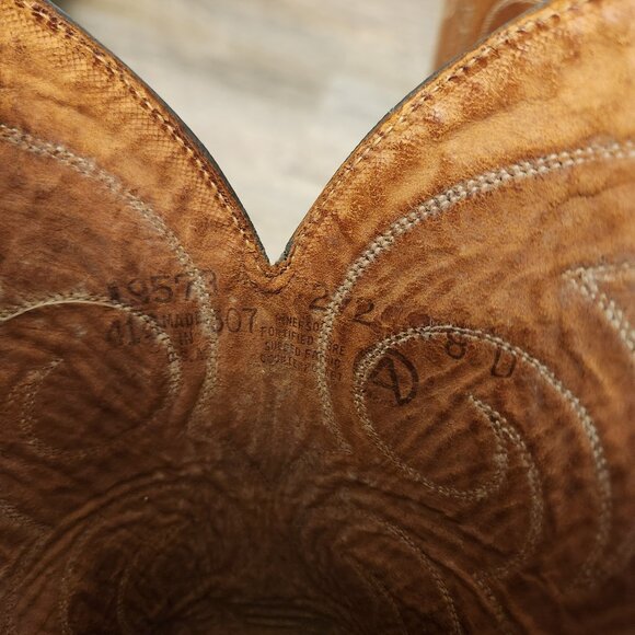 Dingo Square Toe Brown and tan Suede and  Leather Cowboy Boots Mens Size 8 - Picture 7 of 7